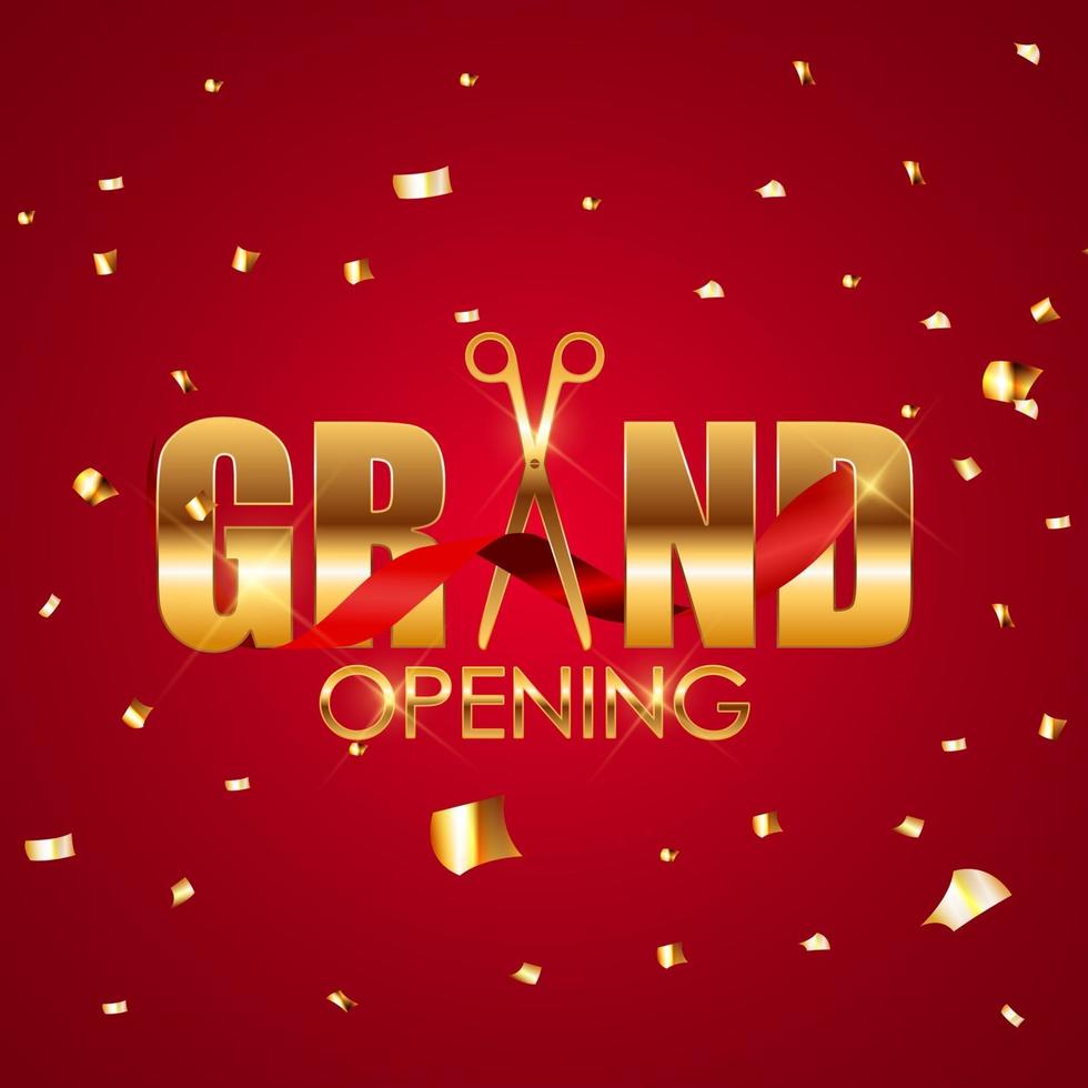 Grand Opening Card with Ribbon Background. Vector Illustration