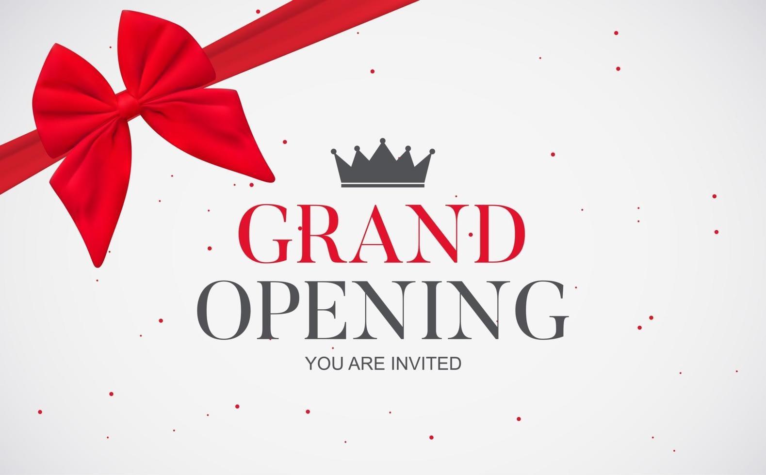 Grand Opening Card with Ribbon Background. Vector Illustration