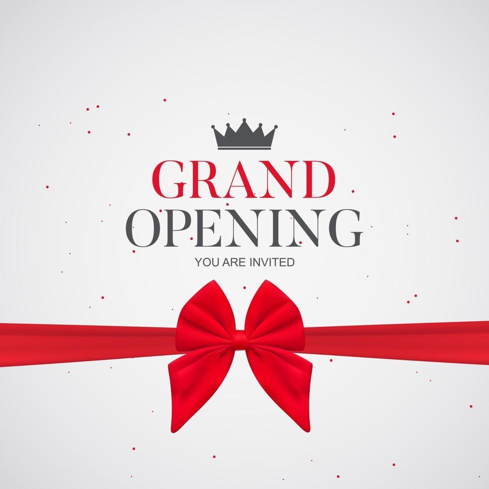 Grand Opening Card with Ribbon Background. Vector Illustration