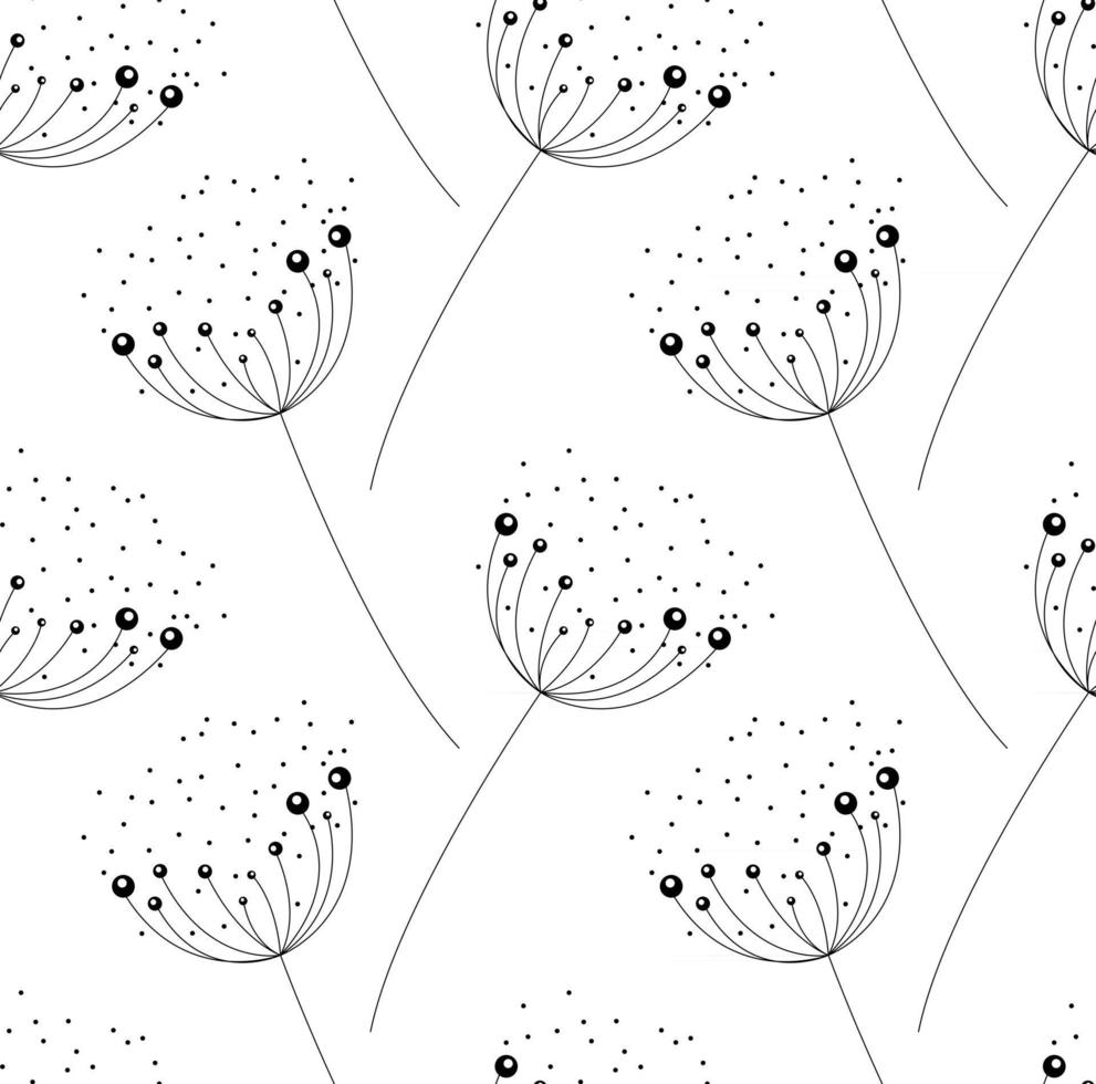 Abstract dandelion on white background. seamless pattern. vector illustration