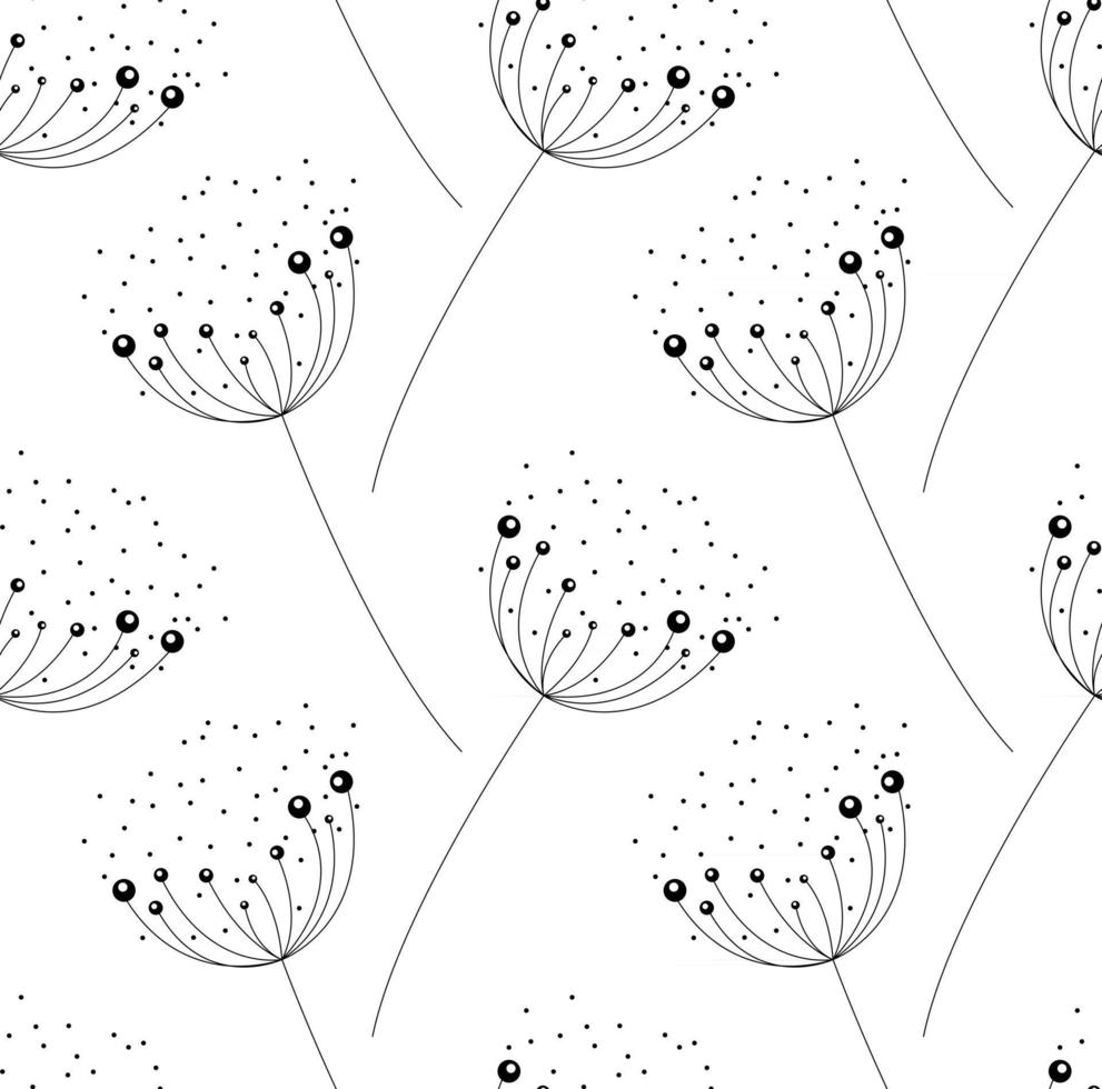 Abstract dandelion on white background. seamless pattern. vector illustration