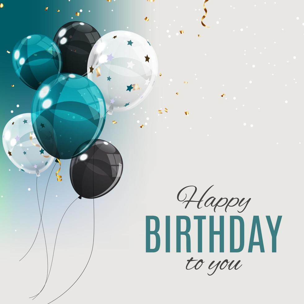 Color glossy happy birthday balloons banner Vector Image