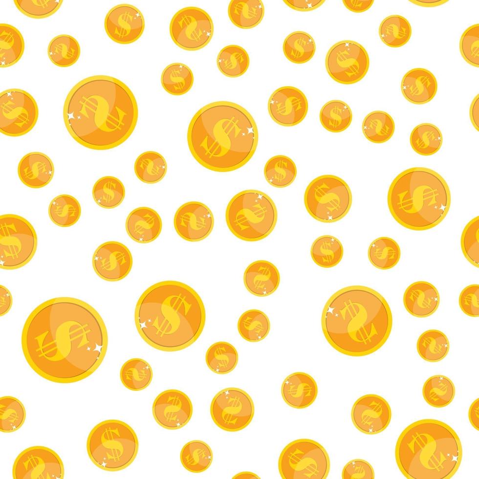 Golden Dollar Coin Money Seamless Pattern Background Vector Illustration. EPS10