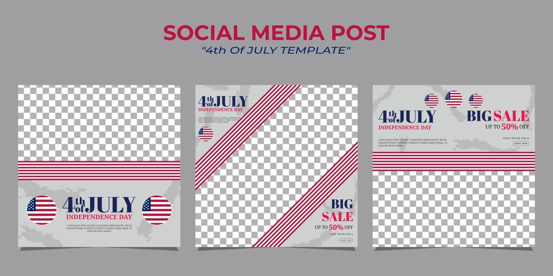 Modern social media post banner template design for US independence day celebration vector