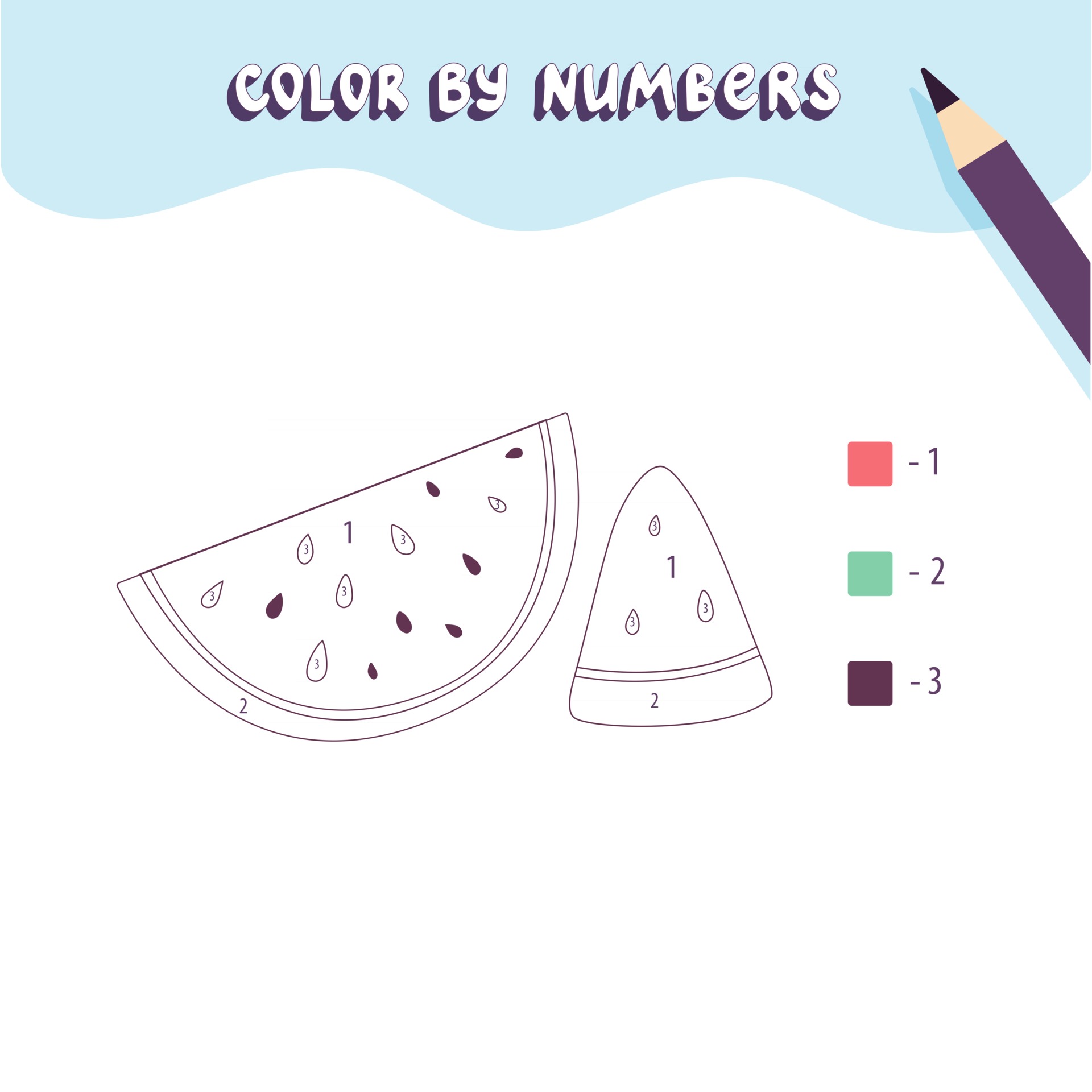 Coloring Page With Cute Slices Of Watermelon Color By Numbers Educational Kid Game Drawing Childrens Activity Printable Worksheet 2732299 Vector Art At Vecteezy