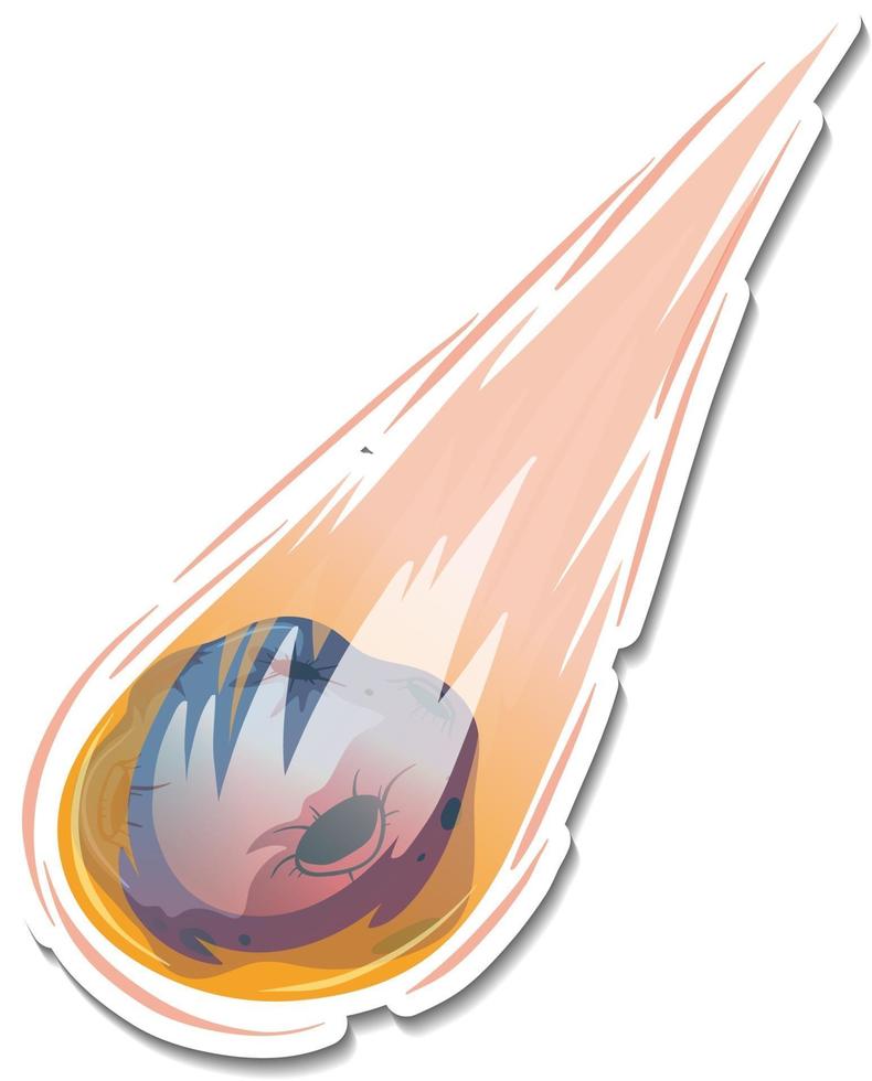 Sticker template with meteorite flame isolated vector