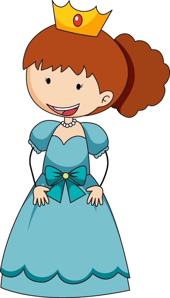 Simple cartoon character of a little princess isolated vector