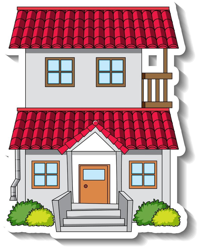 Sticker template with a single house isolated vector