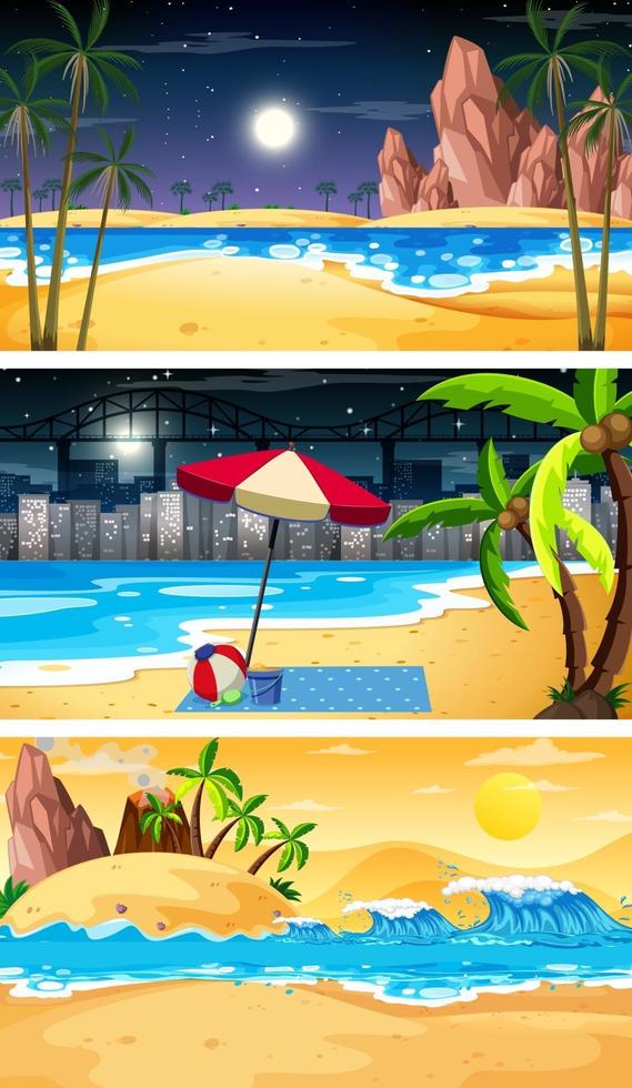 Set of different nature horizontal scenes vector