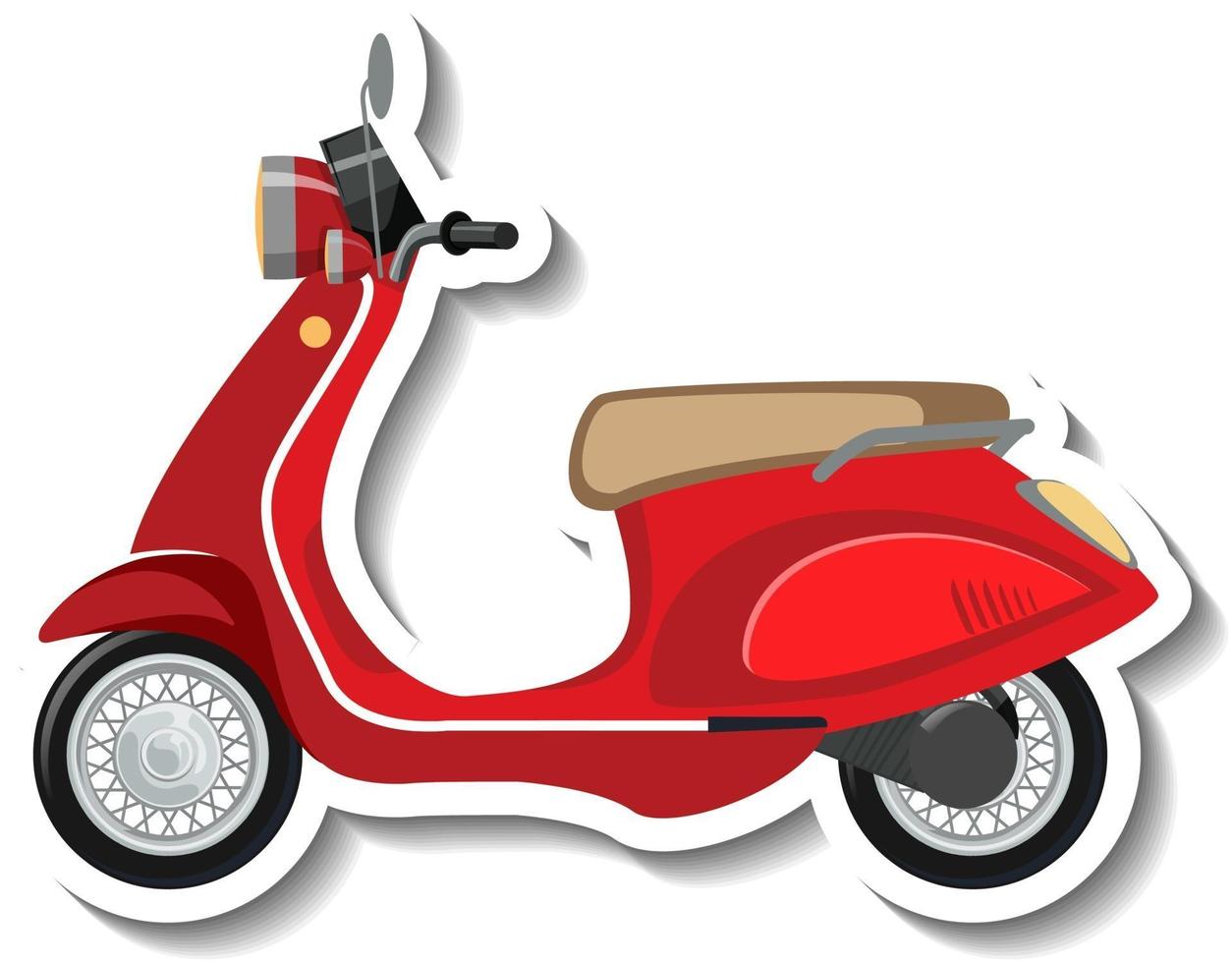 una plantilla de pegatina con un scooter rojo aislado vector