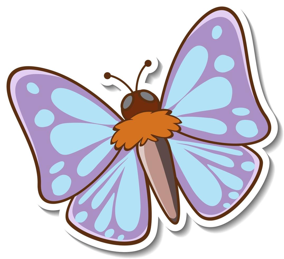 Sticker design with beautiful butterfly isolated vector