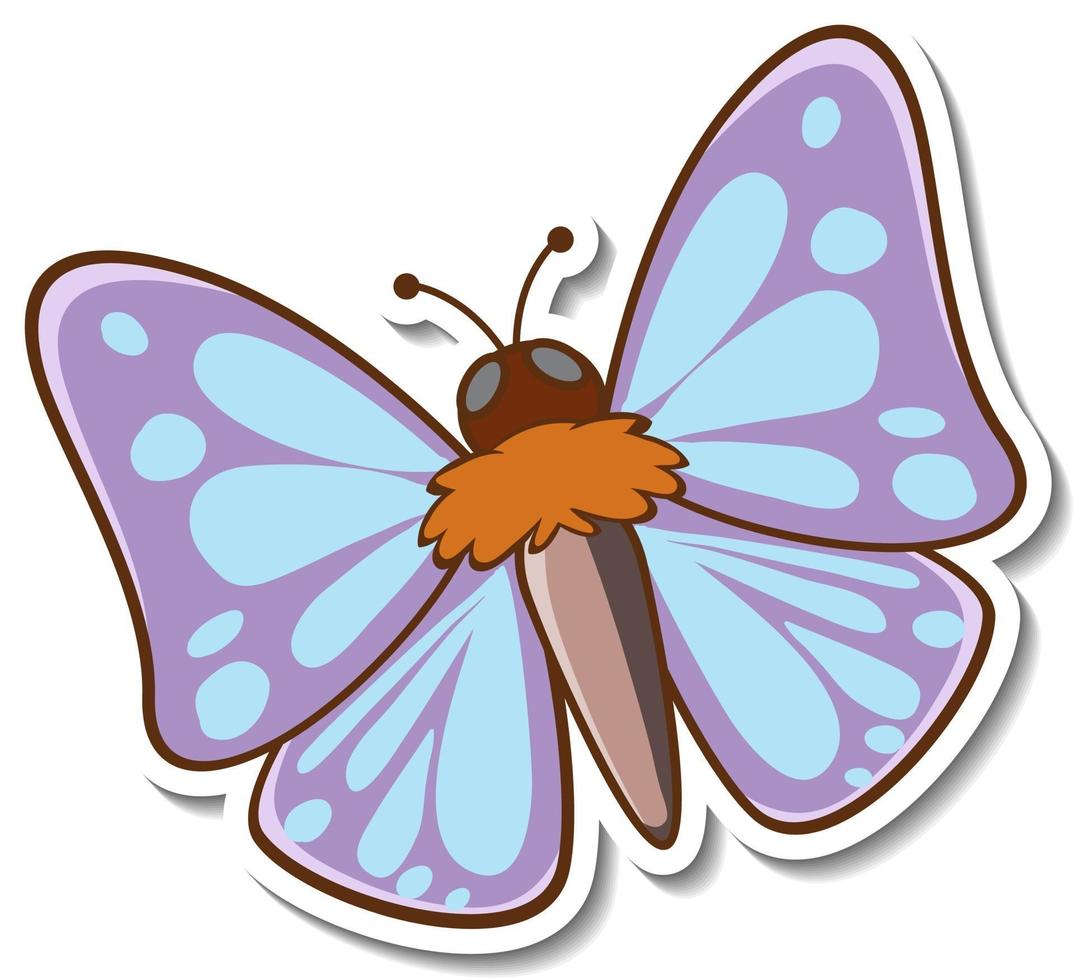 Sticker design with beautiful butterfly isolated vector