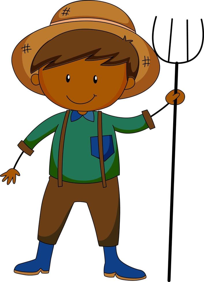un personaje de dibujos animados de niño granjero aislado vector