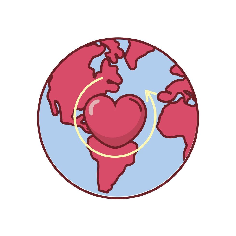 Love heart on world vector design