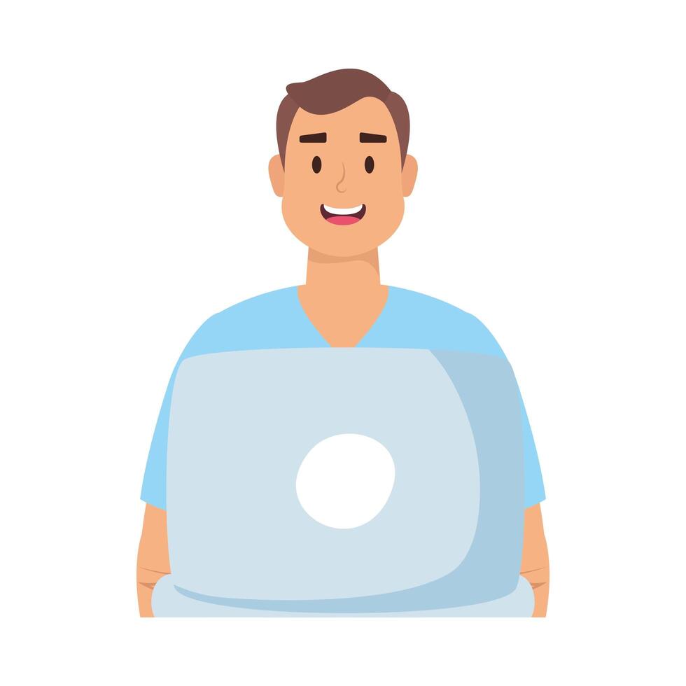 Avatar man with laptop vector design