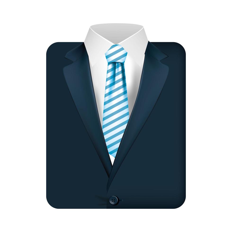 Striped necktie on suit vector design