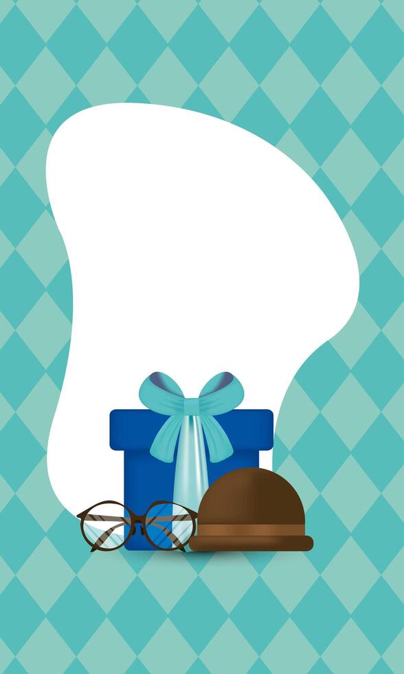 glasses hat and gift of fathers day vector design