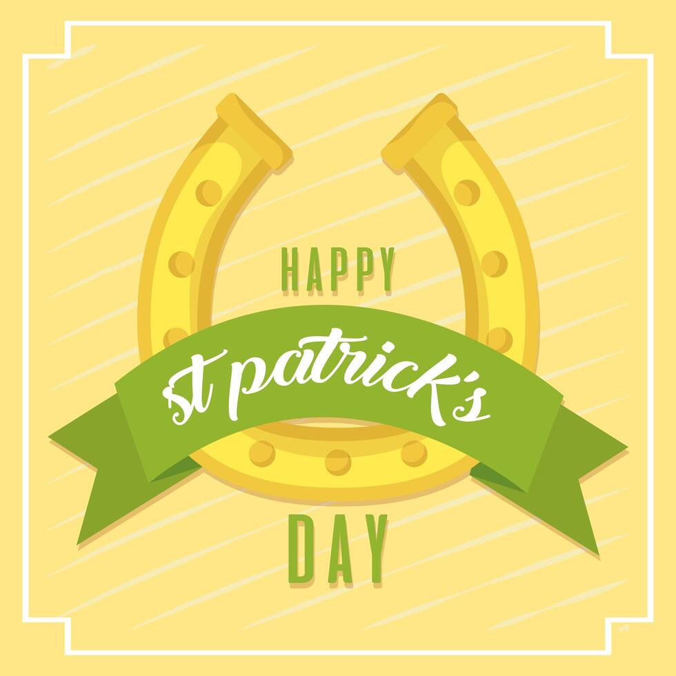 Saint patricks day horseshoe with ribbon vector design