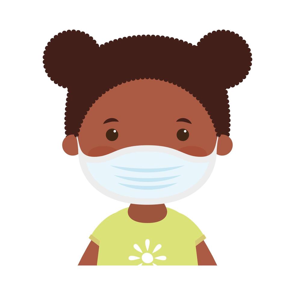 Boy kid cartoon with medical mask vector design