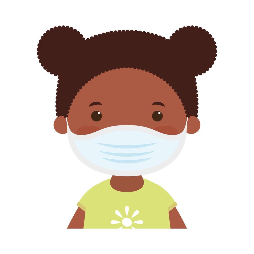 niño, niño, caricatura, con, médico, máscara, vector, diseño vector