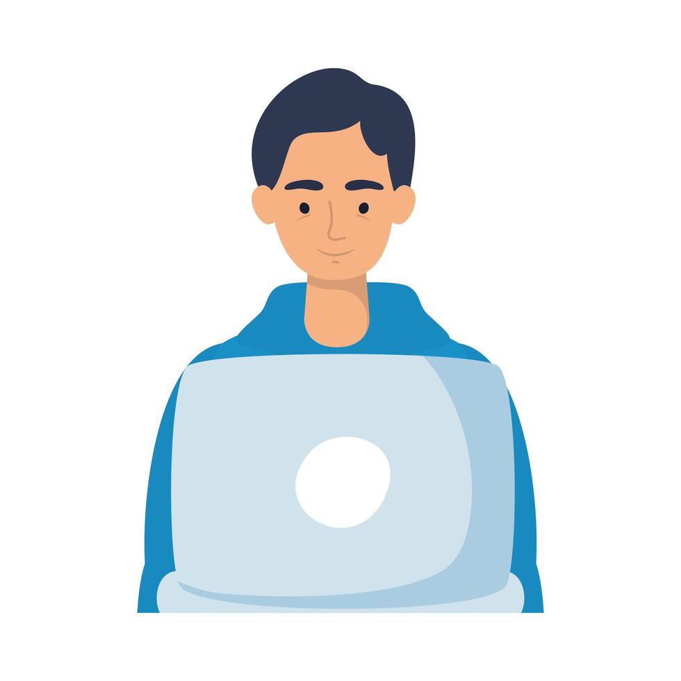 Avatar man with laptop vector design