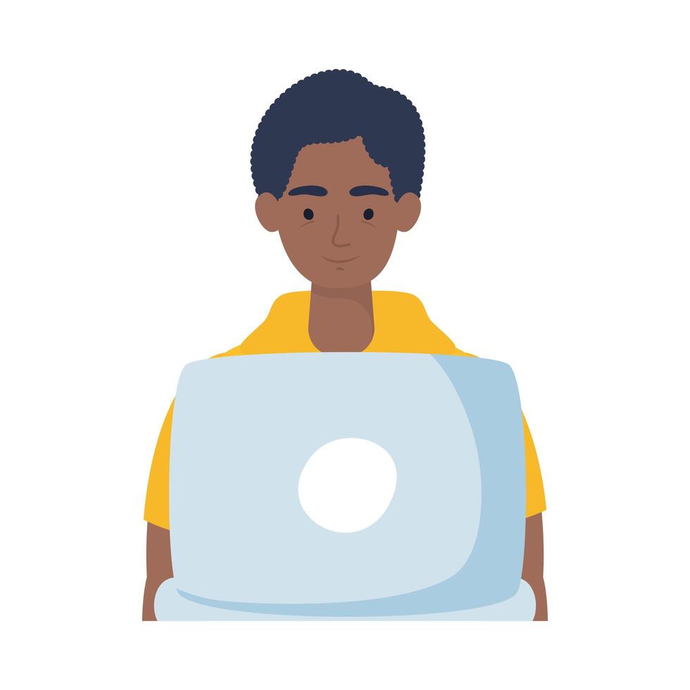 Avatar man with laptop vector design