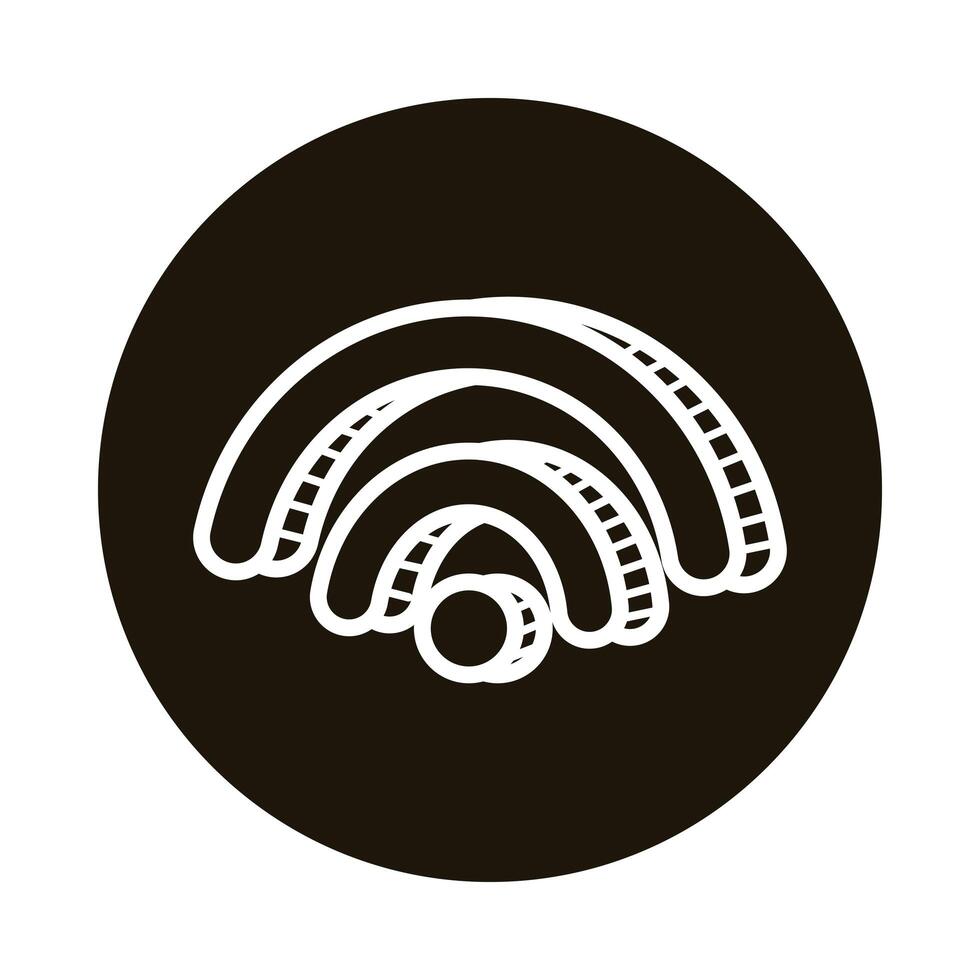 wifi signal doodle block style icon vector