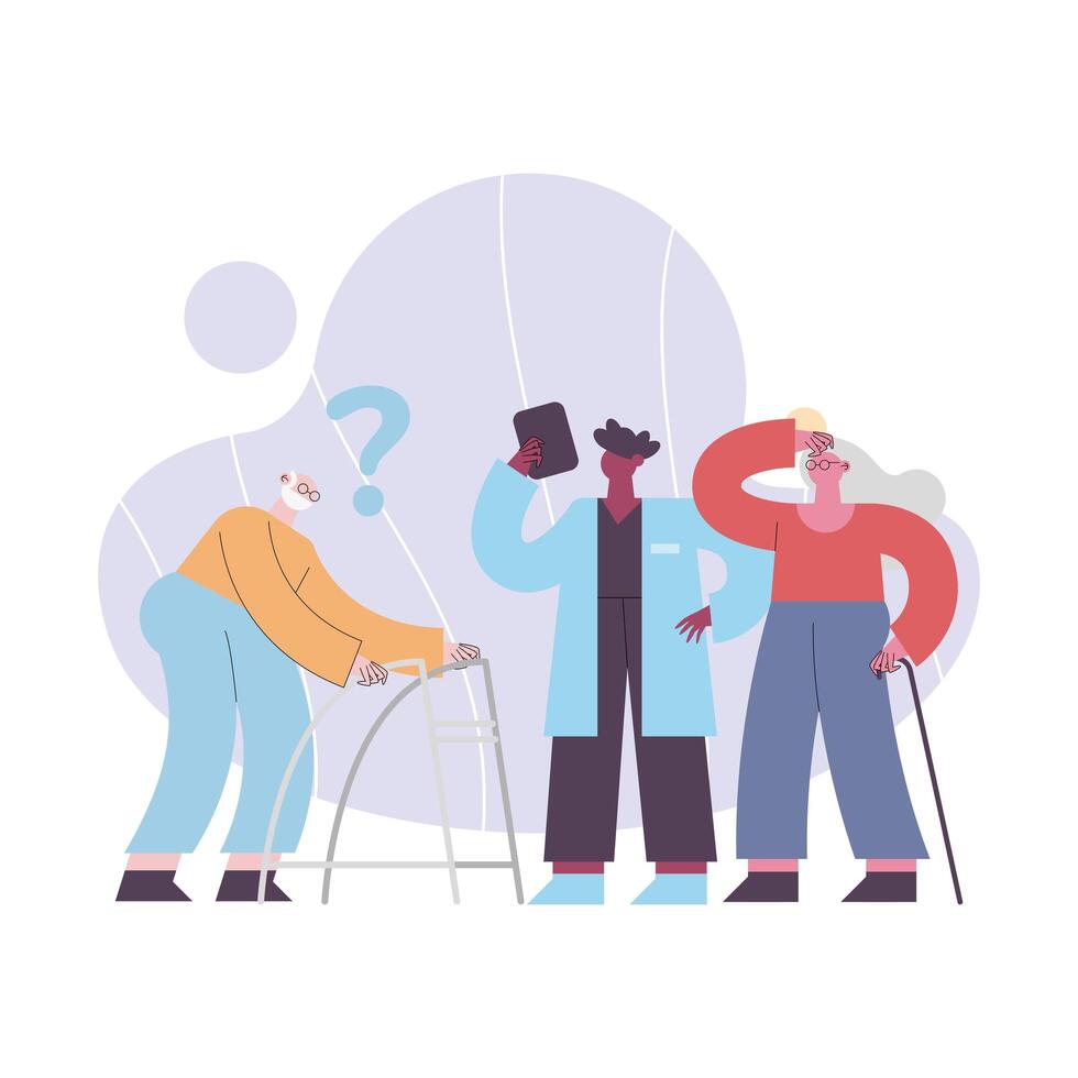 alzheimer three persons vector