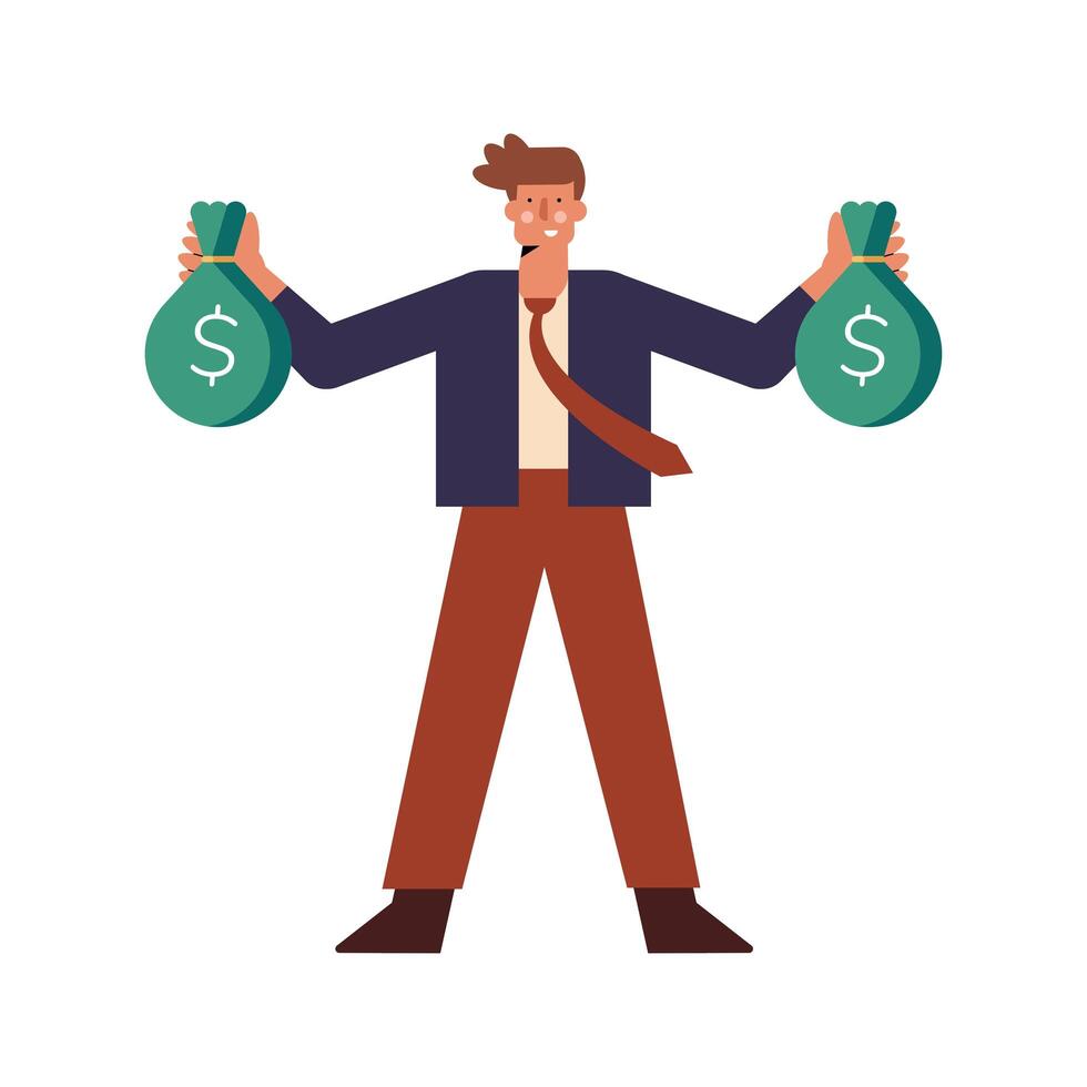 rich man with bags vector