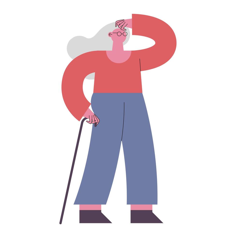 grandmother with cane vector