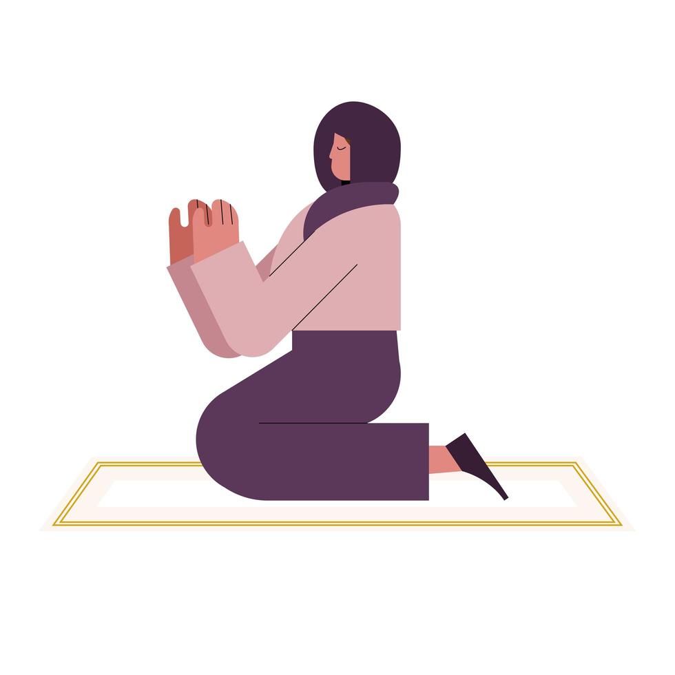 muslim woman praying vector