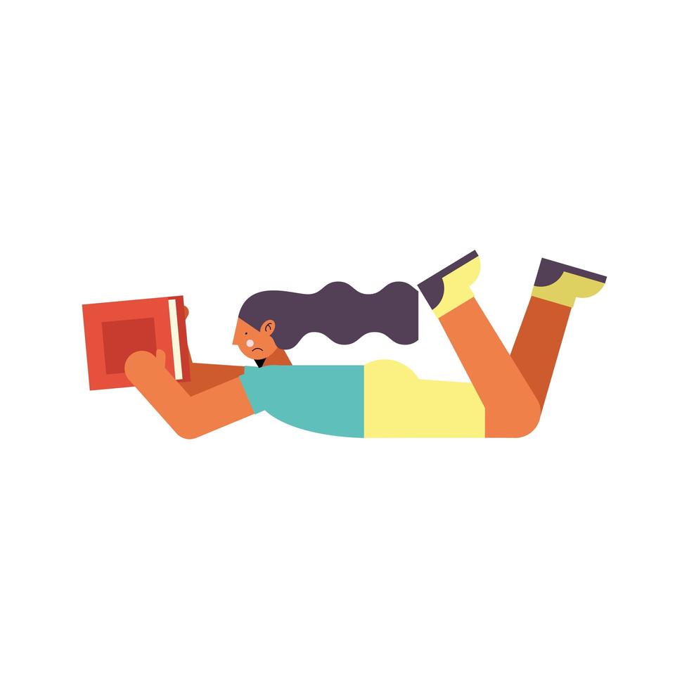 woman lying reading book vector