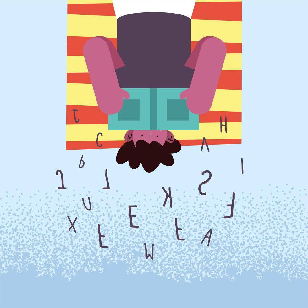 boy lying with dyslexia vector