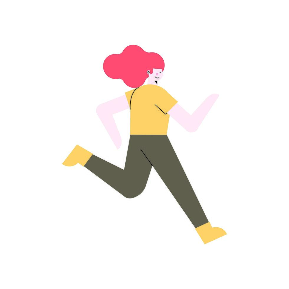 mujer corriendo personaje vector