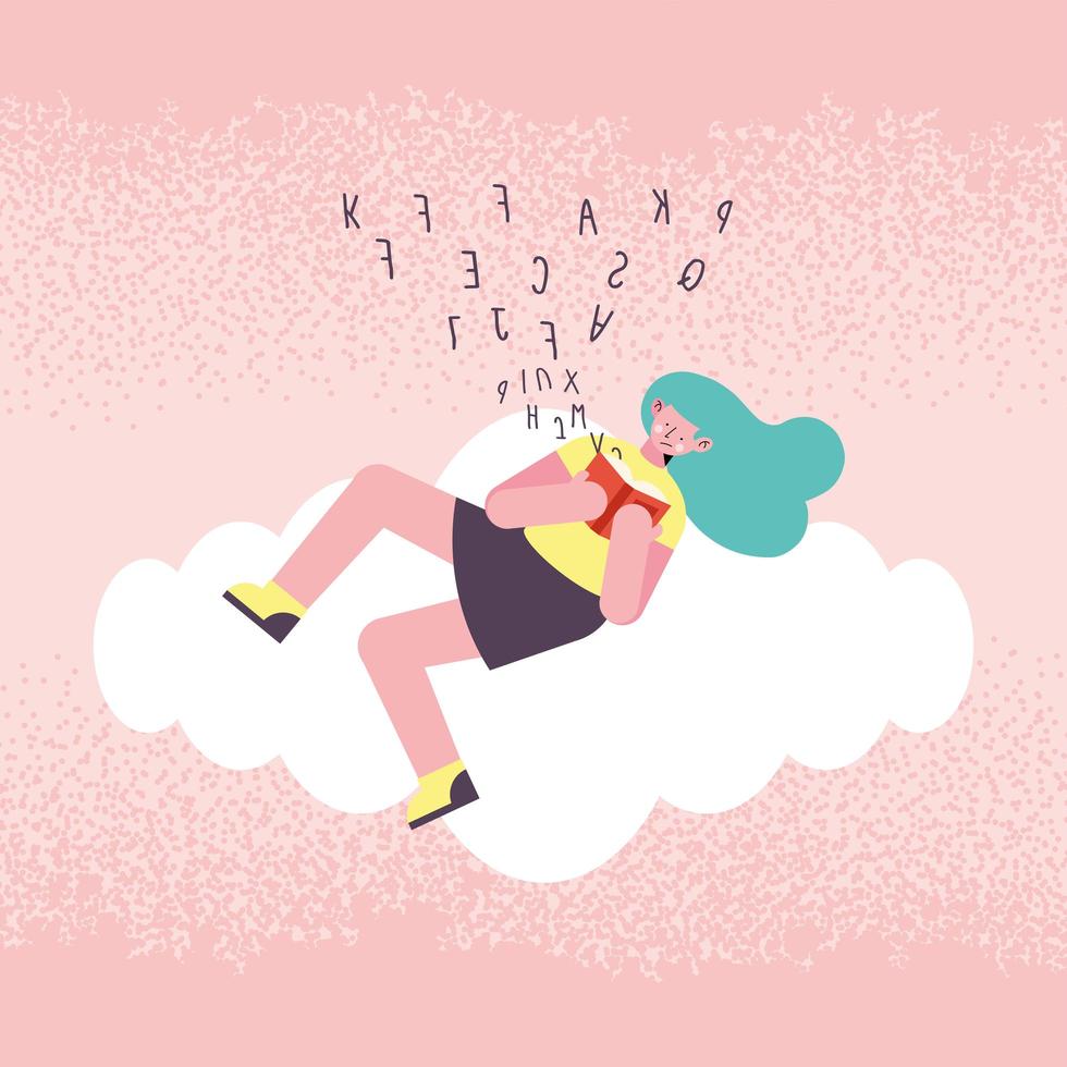 woman in cloud with dyslexia vector