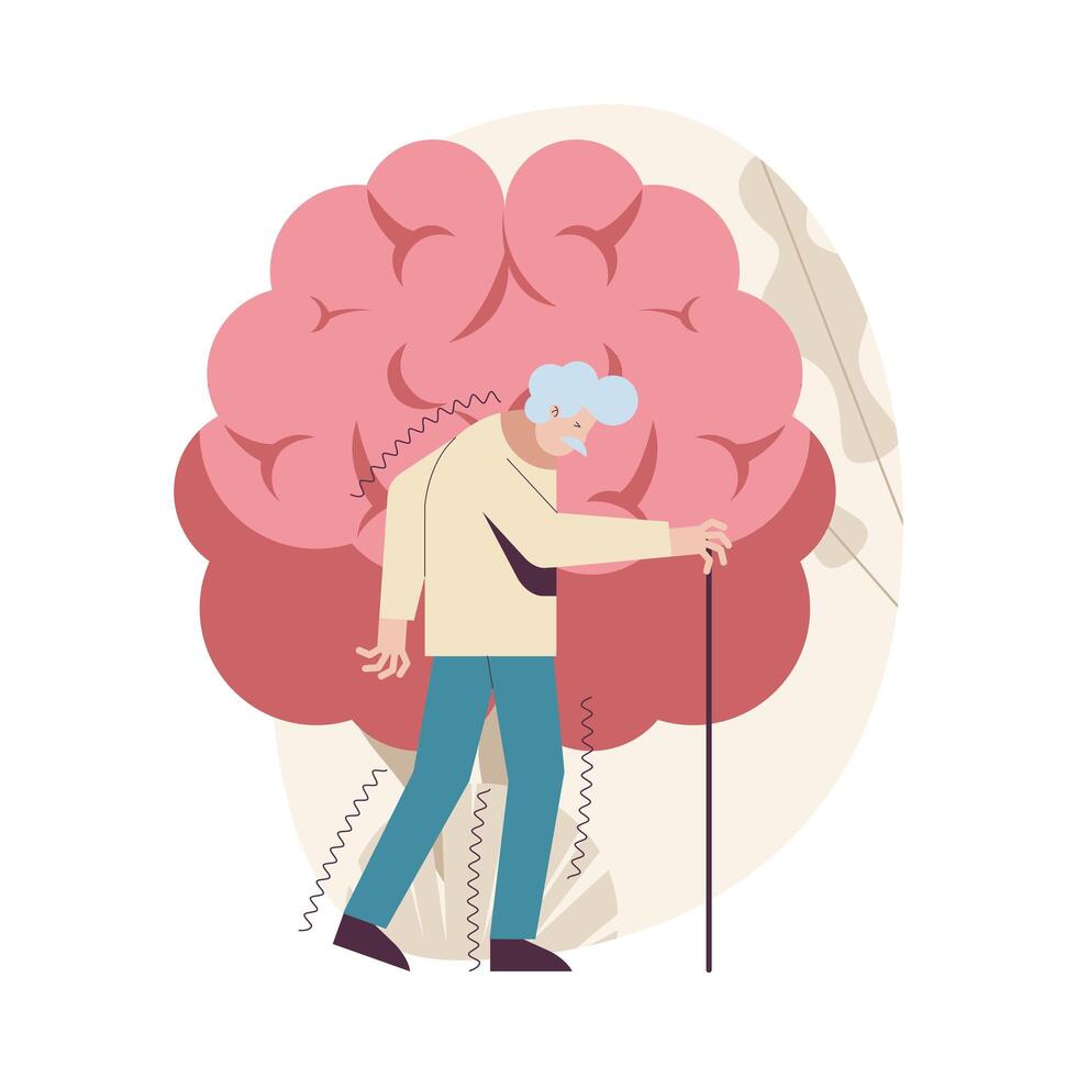 suffering parkinson brain vector