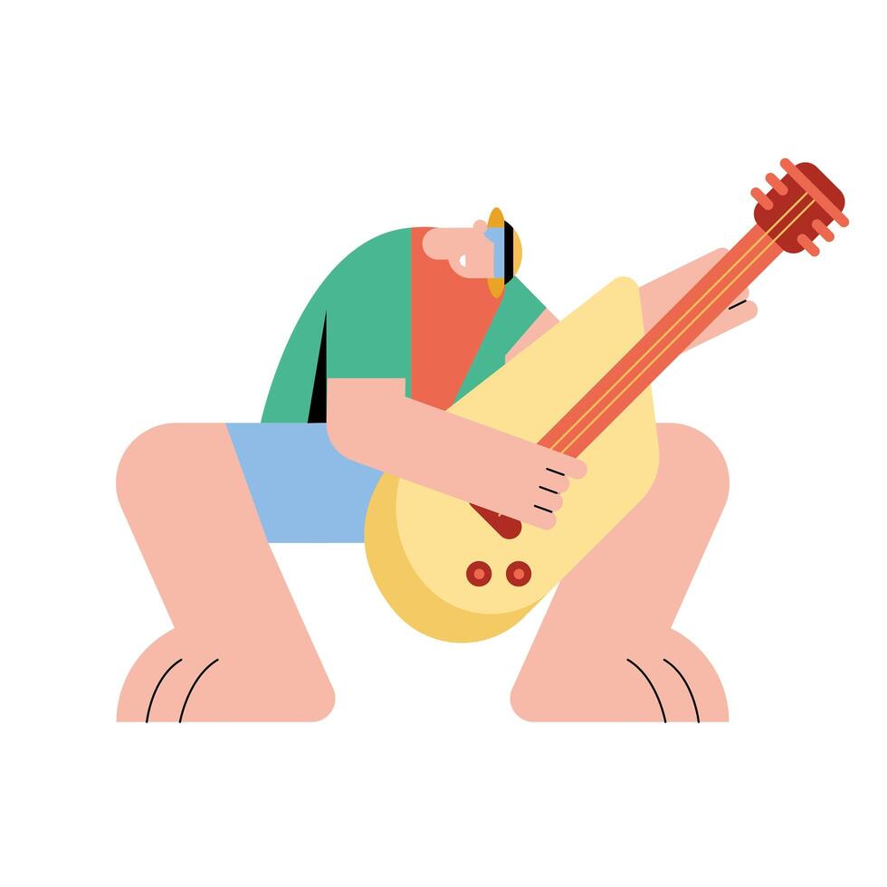 male playing guitar vector