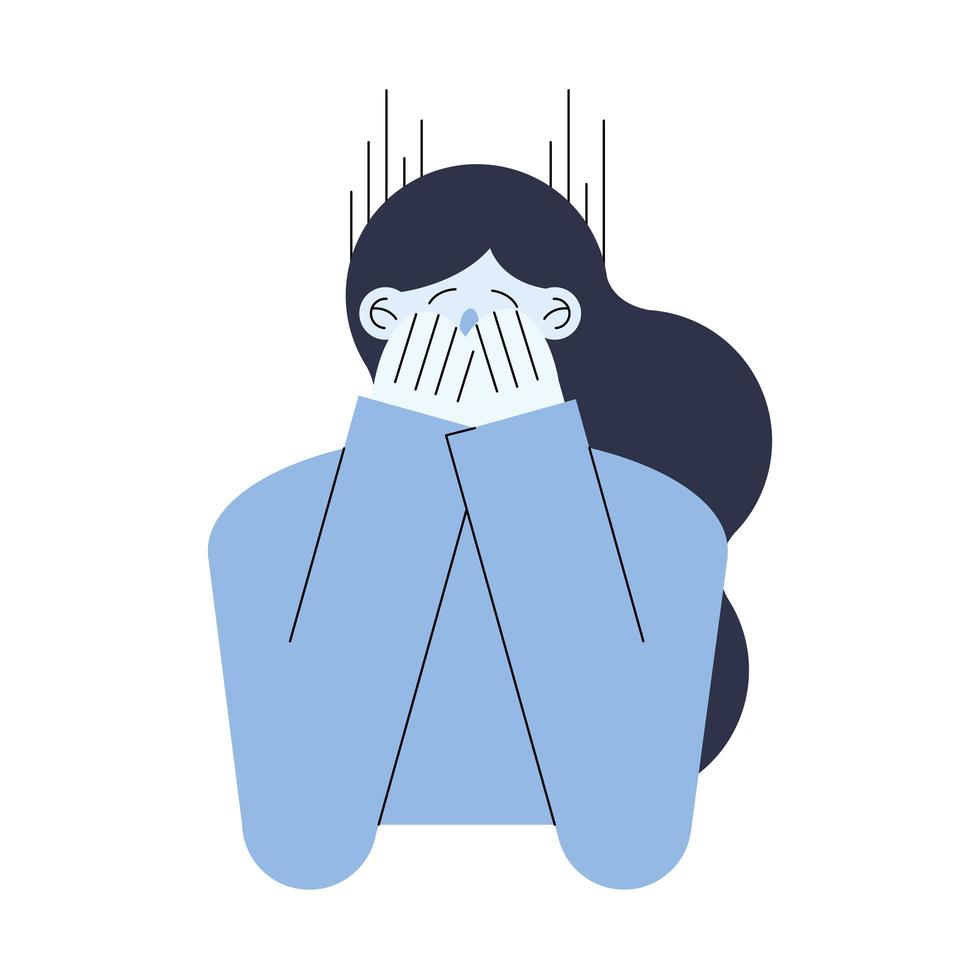 mujer llorando personaje vector