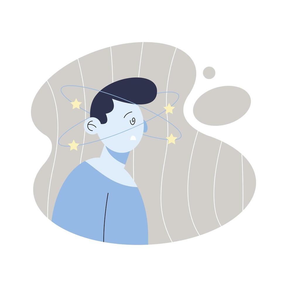 man dizziness sick vector