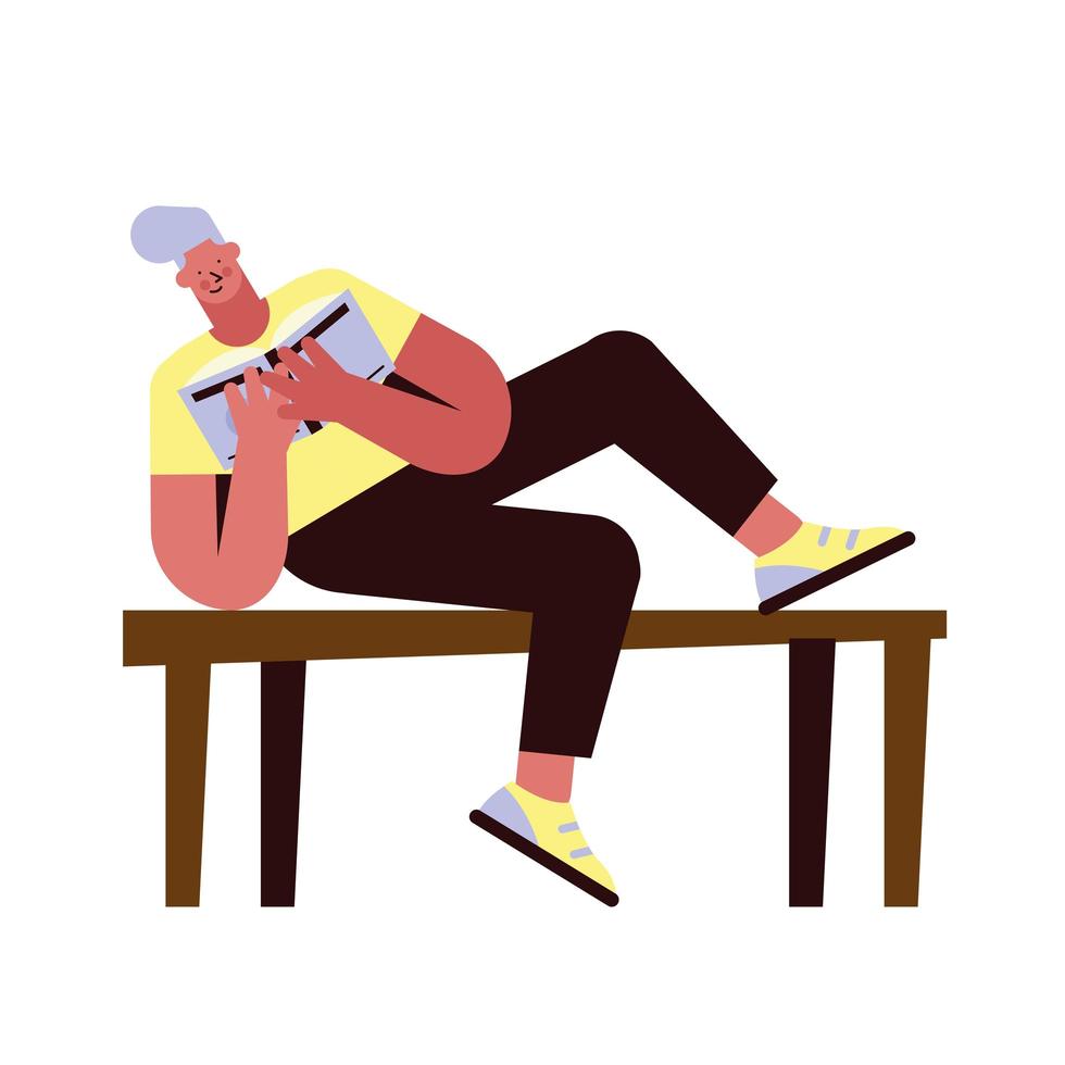 man reading table vector