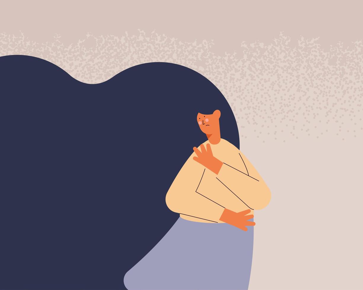 stressed girl character vector