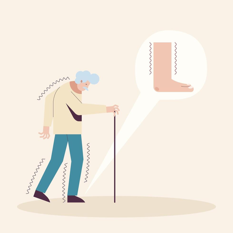 eldery suffering parkinson vector