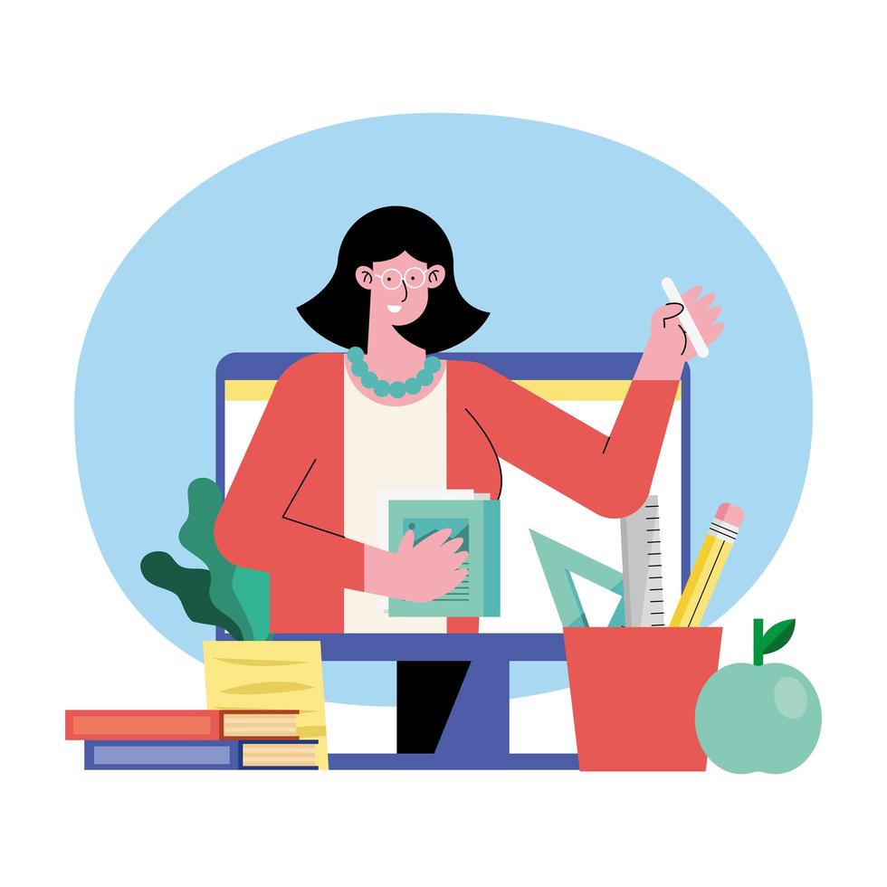 female teacher online vector