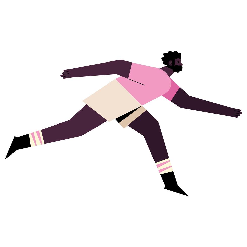 young afro man athlete running character vector