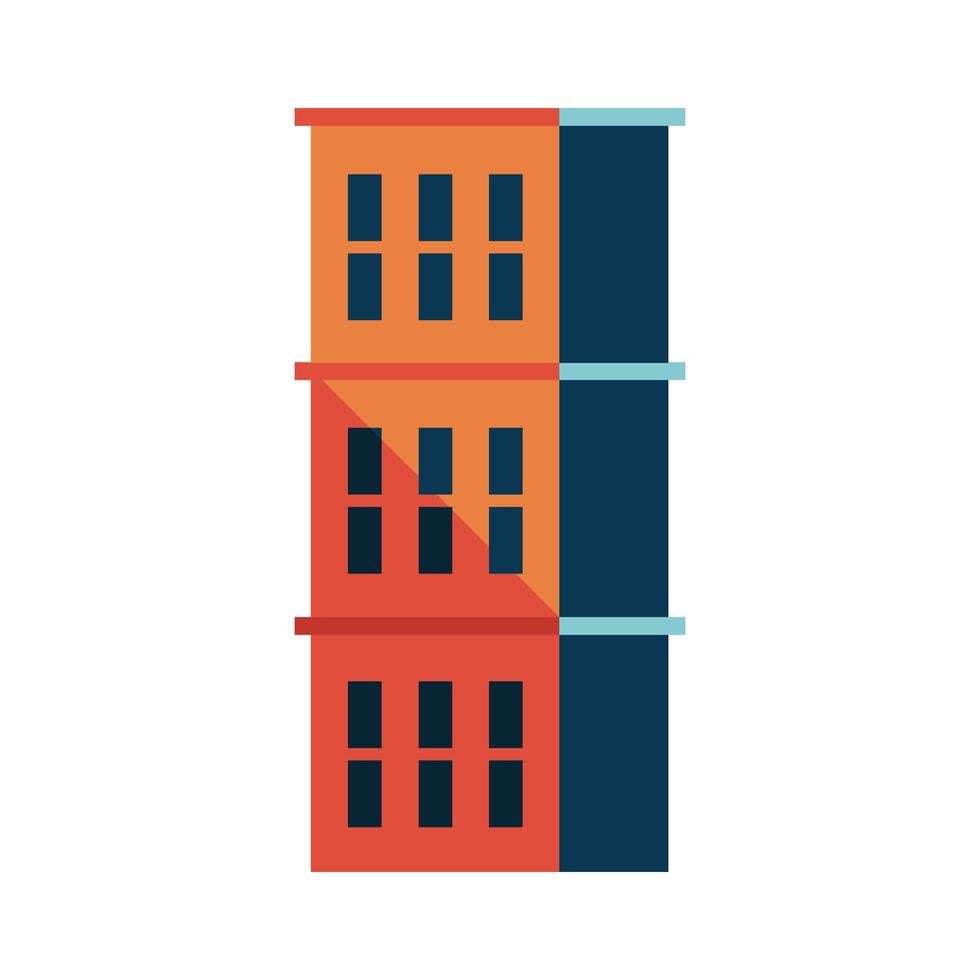 three story building blue and orange minimal city vector