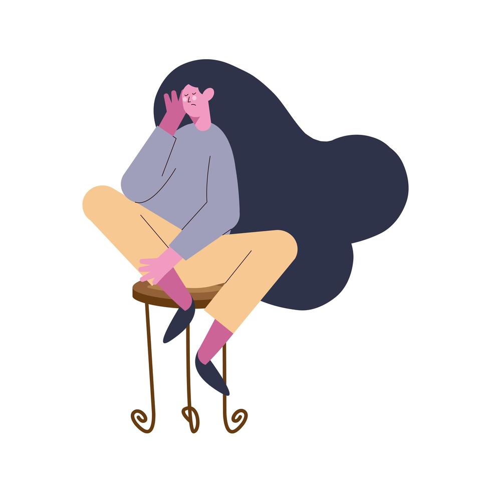 depressed woman seated vector