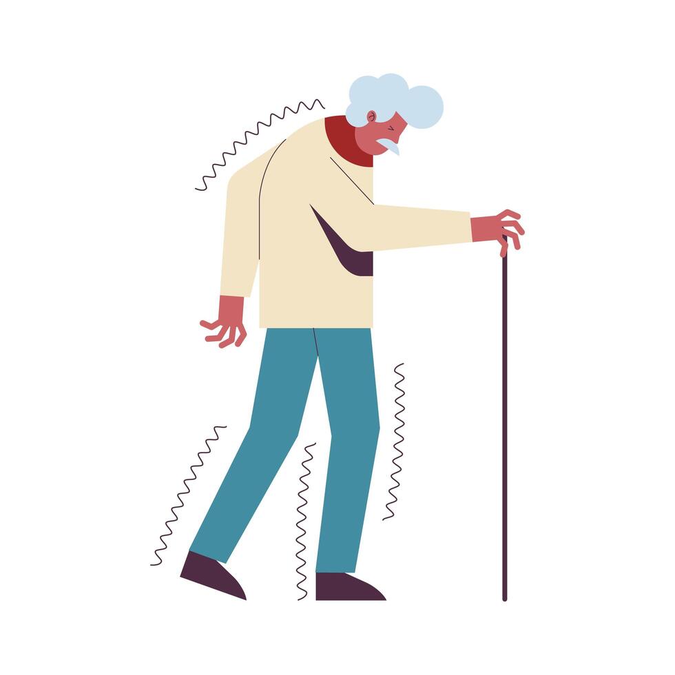 suffering parkinson walking vector