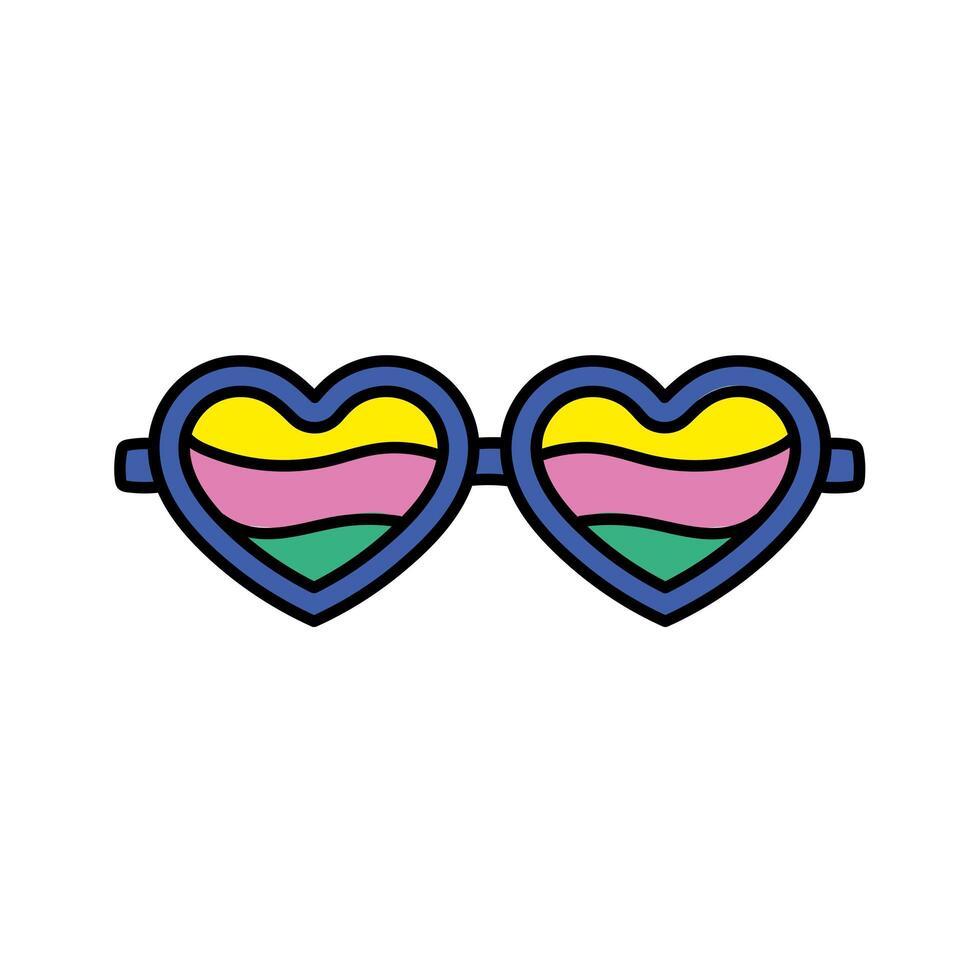 hearts sunglasses retro vector