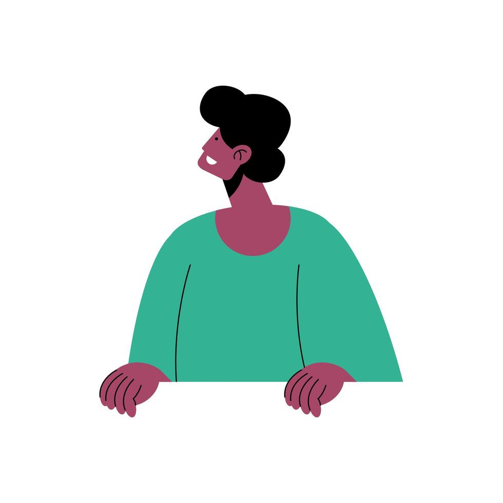 young afro man avatar character icon vector