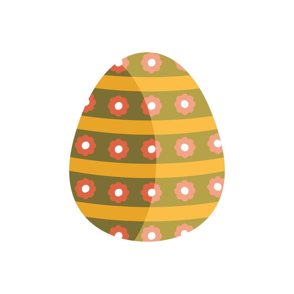 huevo pintado con flores patrón temporada de pascua vector